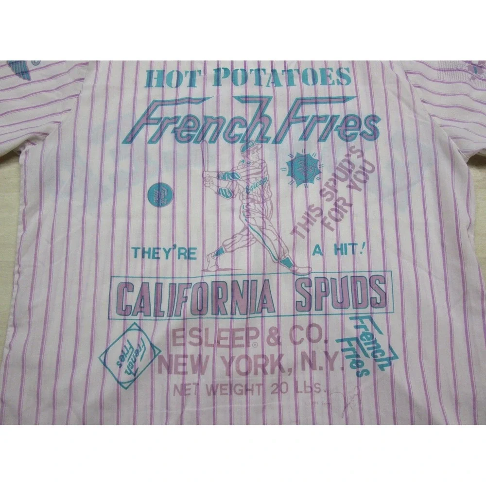 Vintage 80s ESLEEP Nightgown Striped Baseball Ballpark Nightgown 1988